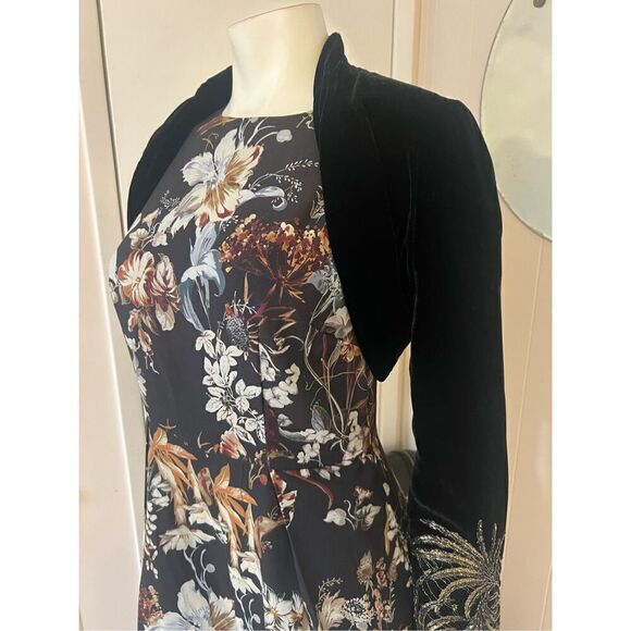 Exquisite Carmen Marc Valvo Silk Velvet Bolero/Shrug W/Beaded Sleeves 6 - Picture 2 of 12